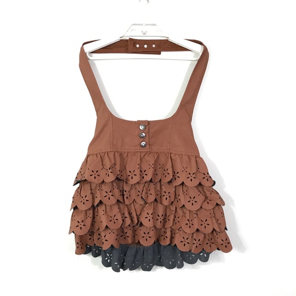 Double Zero Layered Leather-Look Halter Top Small - Picture 1 of 7